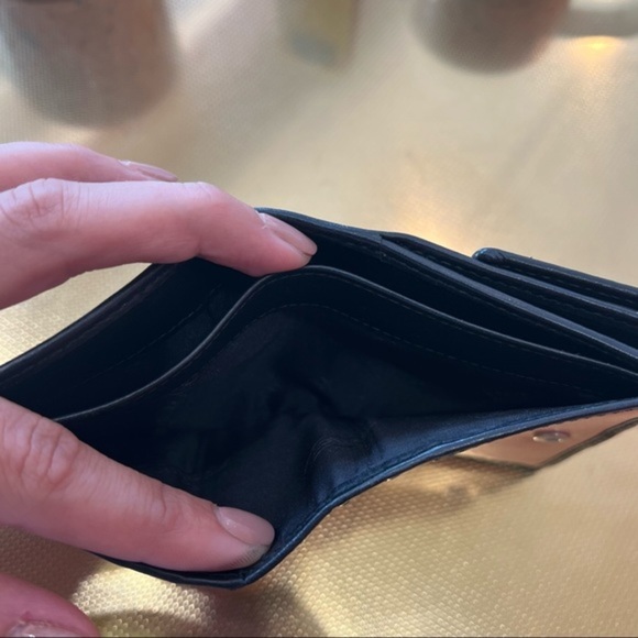 Coach Black and Gray bi gold Card Wallet with Silver Hardware and coin pouch - Picture 5 of 6